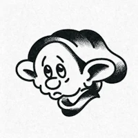 a black and white drawing of a cartoon character
